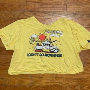 Yellow Graphic Crop Top Beachy Cute Vintage